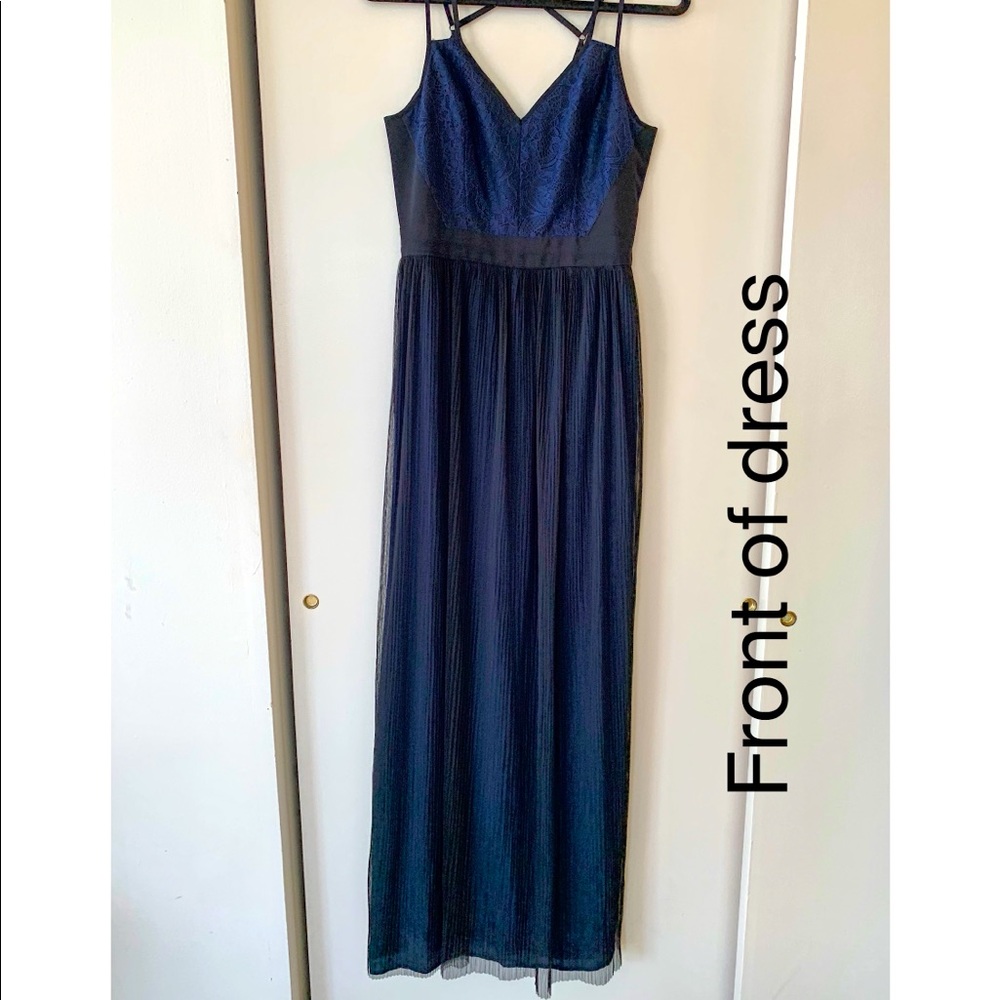 Stunning navy & black BCBG floor length formal gown